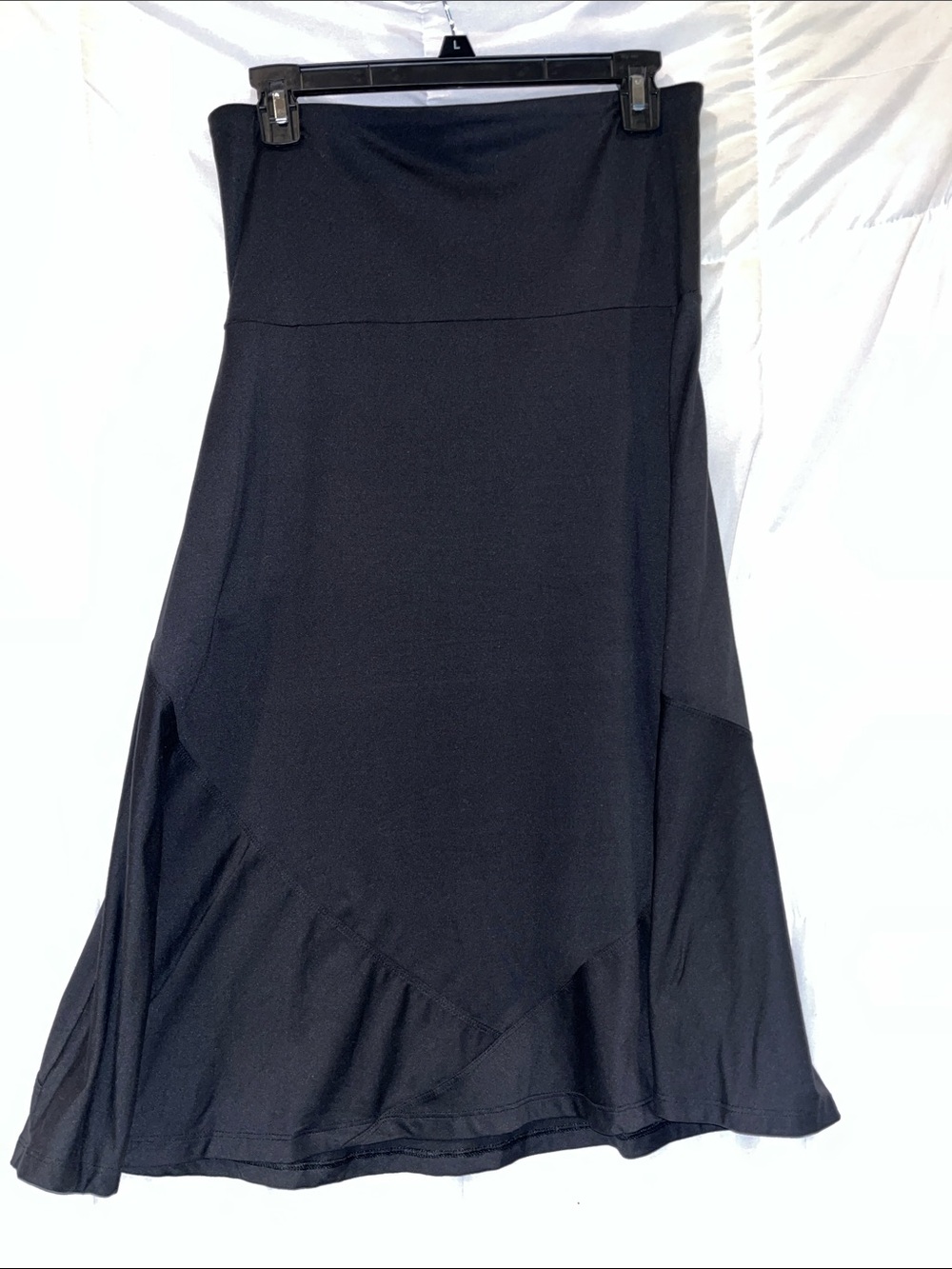 ExOfficio Black Jersey Knit A-Line Skirt High Waist Yoga Waistband Small 4/6
